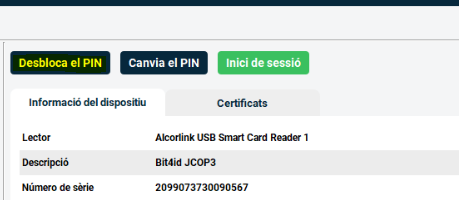 Clicar l'opció Desbloca el PIN