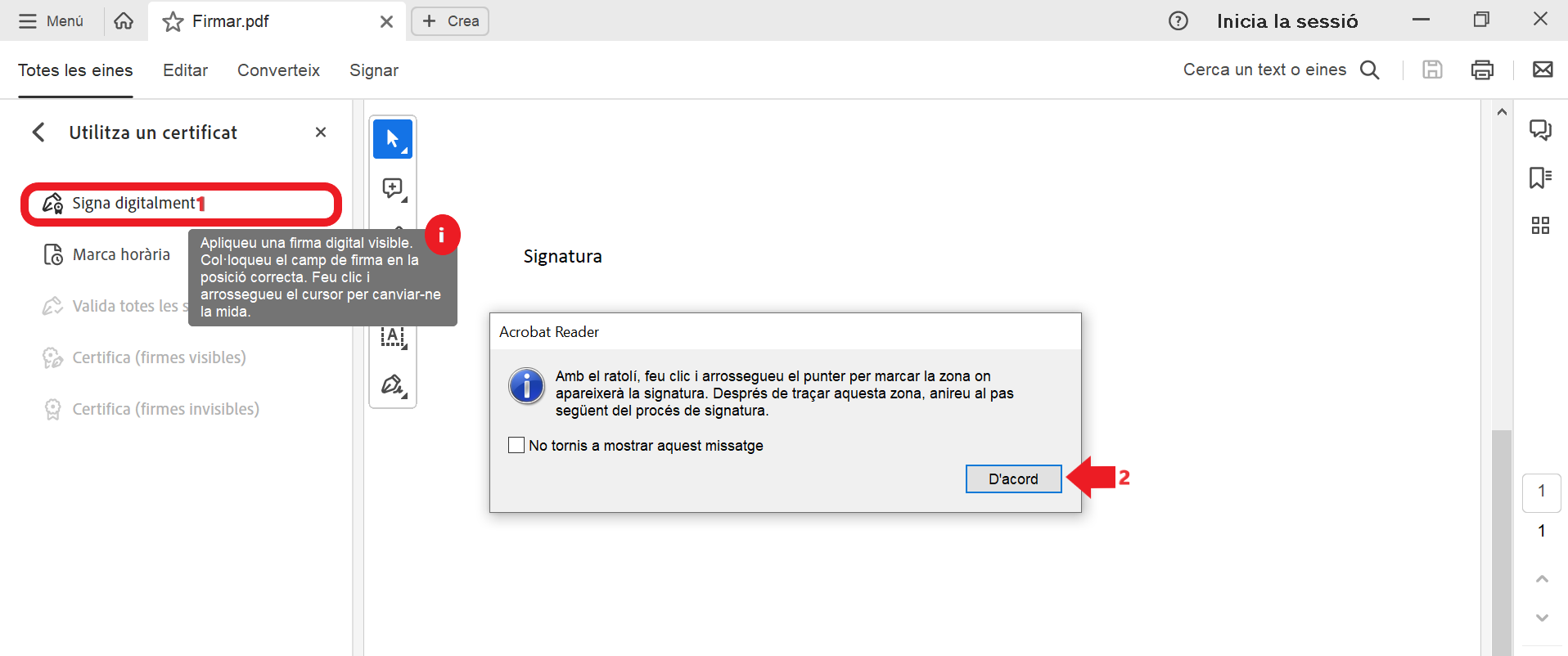 select the option to digitally sign and accept