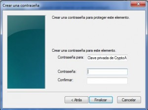 Insertar código para proteger el certificado