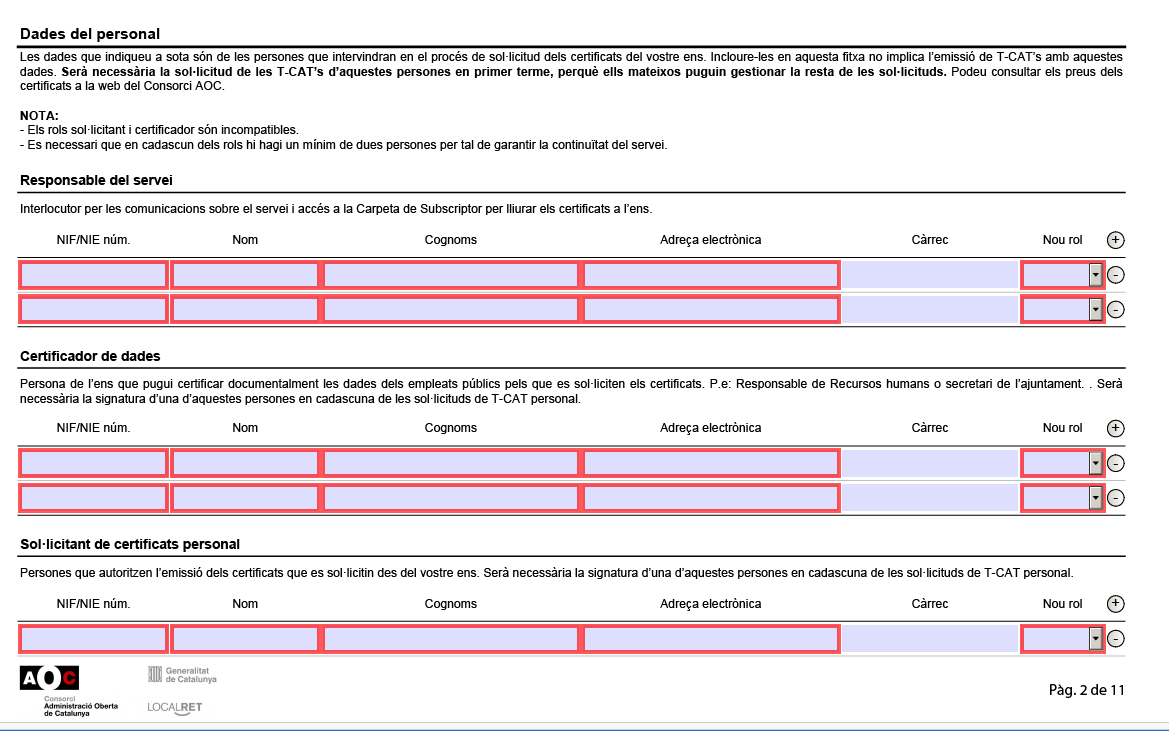 apartat de dades personals