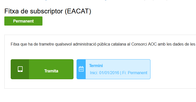 Seleccionar l'opció tramitar de la fitxa del subscriptor