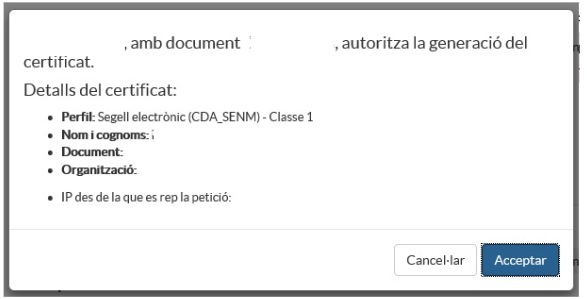 Acceptar la descàrrega del certificat