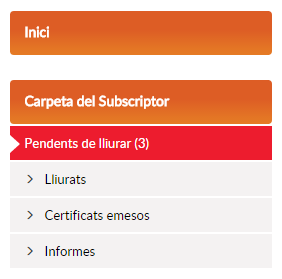 Pending delivery section