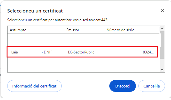 Select certificate