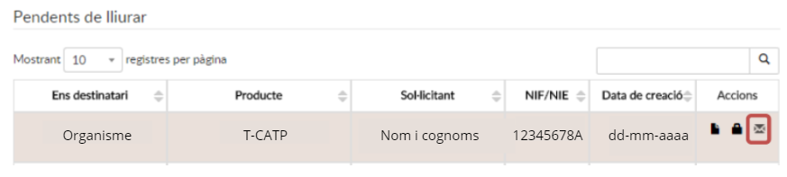 Highlighted envelope icon