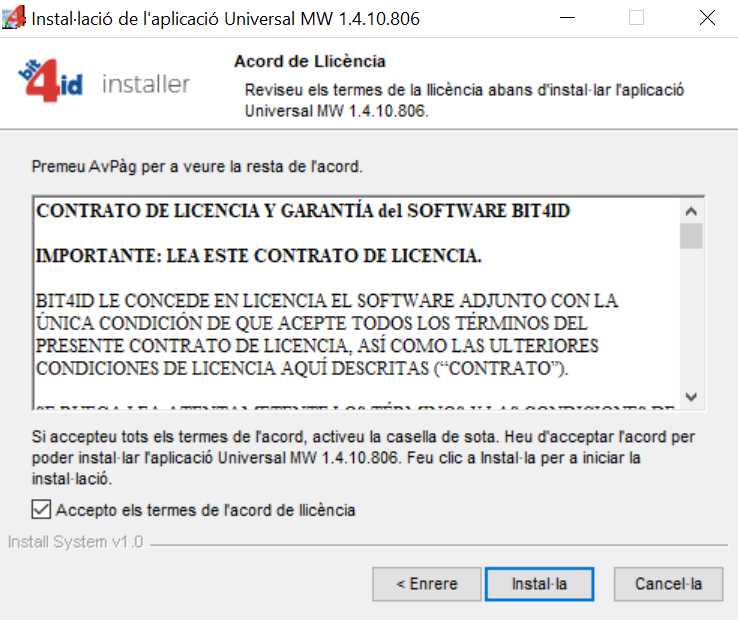 Acceptar termes