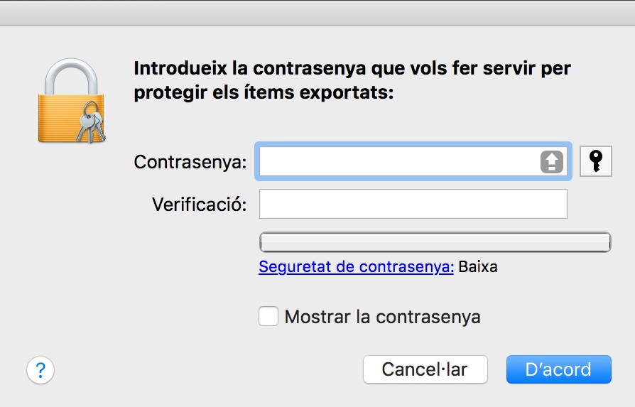 inserir contrasenya per si es vol protegir l'arxiu